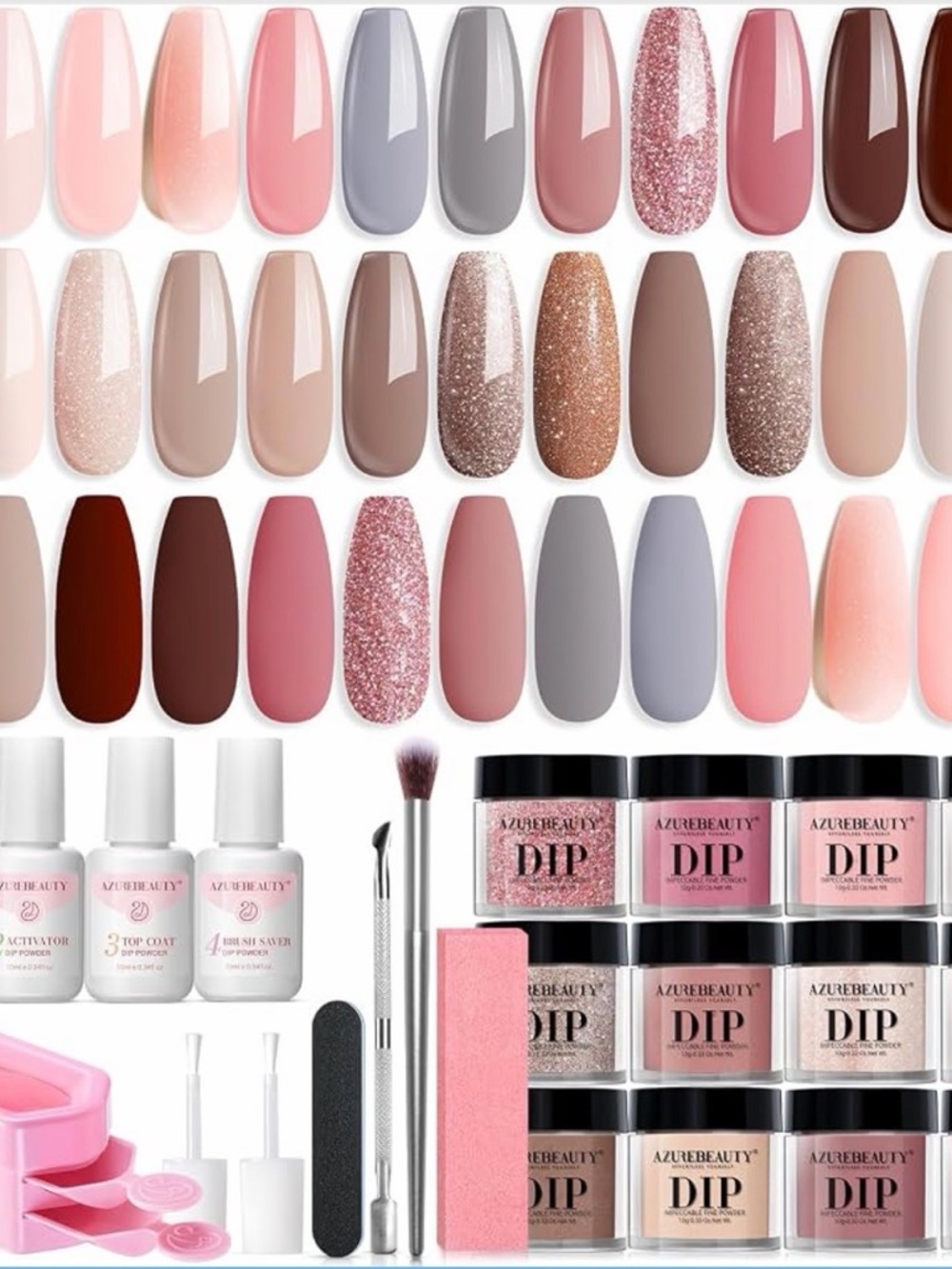 Azure Beauty Pink & Nude Dip Powder Nail Kit